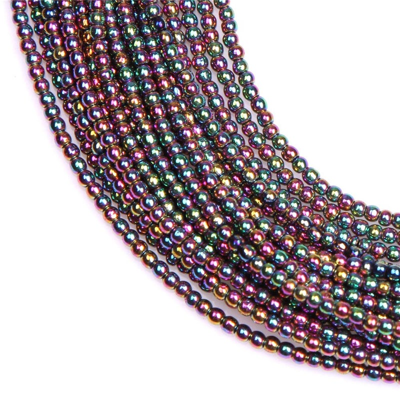 JOE FOREMAN 2mm Hematite Semi Precious Gemstone Round Loose Beads for Jewelry Making Sliver Color DIY Handmade Craft Supplies 15" 190-200 Pcs - Image 1